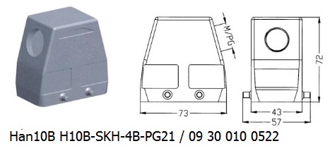Han 10B H10B-SKH-4B-PG21 09 30 010 0522 hood side entry OUKERUI Harting ILME Heavy duty connector.jpg
